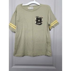 Womens US Army Green Shirt Small Camouflage Pockets Striped Sleeves With Shorts